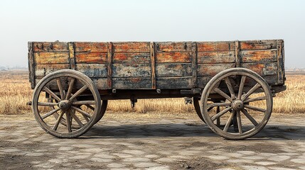 traditional bullock cart isolated on transparent background showcasing rustic wooden design and cultural heritage for vintage transportation concepts in digital artwork and creative design projects