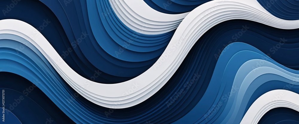 Fototapete Abstract Blue Waves. Fluid Shapes Design. Modern Background Art. Dynamic Motion Illusion. Elegant Water Pattern. Smooth Curves. Serene Visuals. Decorative Element. Artistic Texture. Fresh Artwork.