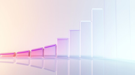 Abstract 3D glass graph symbolizing financial growth in a modern minimalistic design.