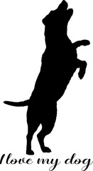 og silhouette, dog, dog breeds, logo, vector, silhouette, i love my dog, animal, illustration, icon, sign, design, black, symbol, pet, love
