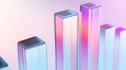 Abstract 3D glass graph symbolizing financial growth in a modern minimalistic design.