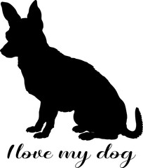 og silhouette, dog, dog breeds, logo, vector, silhouette, i love my dog, animal, illustration, icon, sign, design, black, symbol, pet, love

