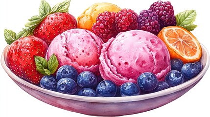 tutti frutti ice cream png with transparent background colorful frozen dessert illustration bright fruity ice cream scoop with mixed fruit toppings perfect for food and dessert design projects hig