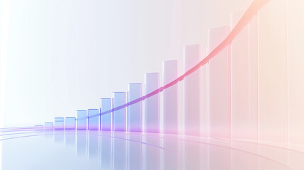 Abstract 3D glass graph symbolizing financial growth in a modern minimalistic design.