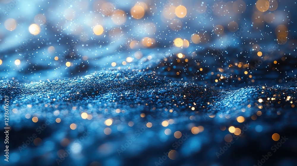 Poster underwater bokeh effect with soft blue gradient background creating a tranquil and dreamy aquatic at
