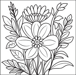 Outline floral pattern for coloring page