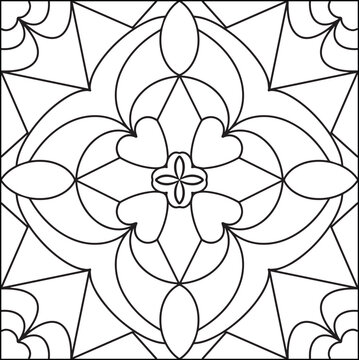 simple square mandara coloring page