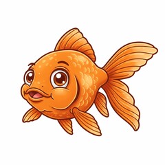Obraz premium Cute cartoon goldfish illustration