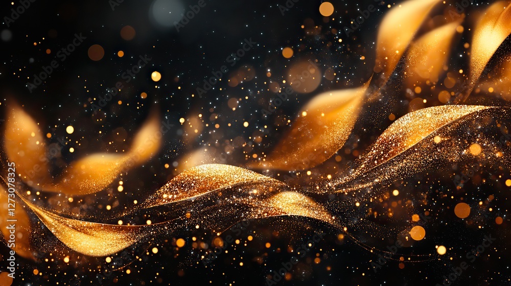 Wall mural vector background with golden bokeh dust blur effect and sparkling light for elegant and luxurious d
