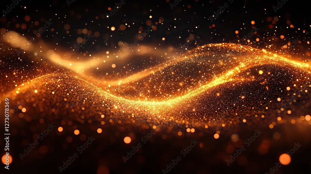 Poster vector background with golden bokeh dust blur effect and sparkling light for elegant and luxurious d