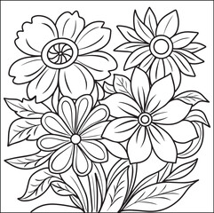 bouquet outline drawing coloring