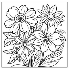 bouquet outline drawing coloring