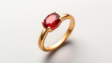 Elegant Gold Ring with Red Gemstone for Jewelry Collection Display