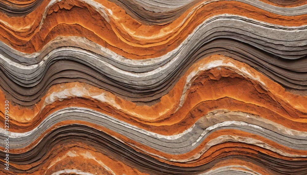 Aufkleber wavy rock layers. earthy tones in geological formation. natural undulating patterns with depth and t
