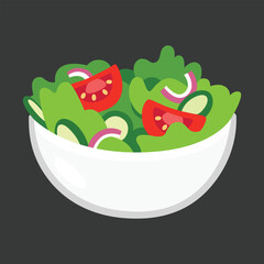 Fresh Green Salad in a Bowl – Healthy Food Vector Icon