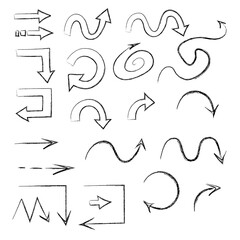 Arrows of different shapes in jpg on the white background