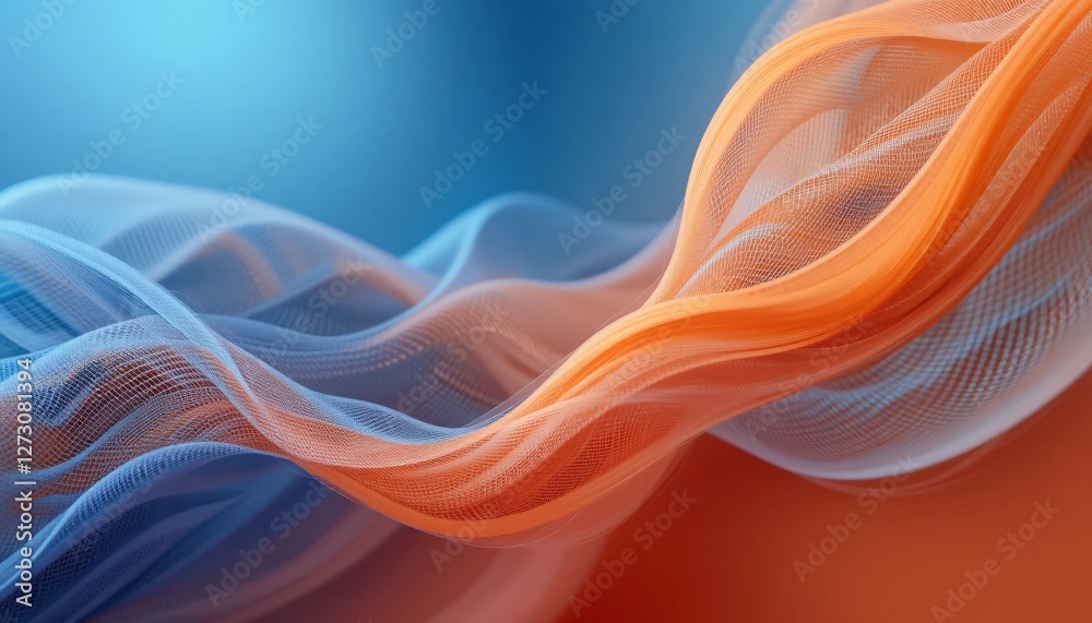 Fototapete abstract flow. dynamic lines blend, a symphony of blues and oranges creating serenity. fluid movemen