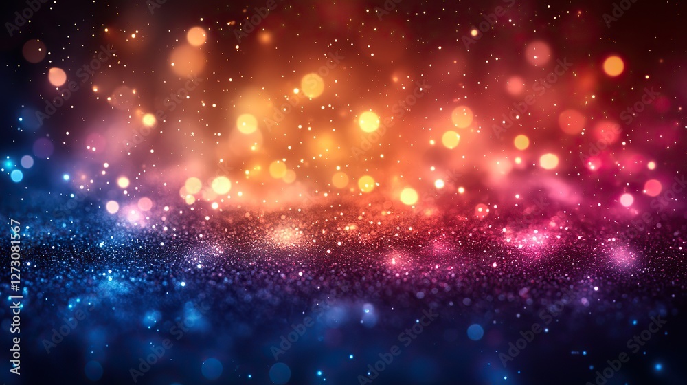 Sticker vibrant colorful bokeh background with soft blurred lights for festive designs and dreamy visual eff