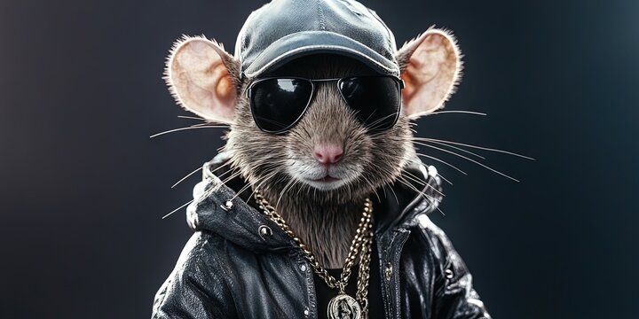 anthropomorphized rat dressed like urban gangster rapper