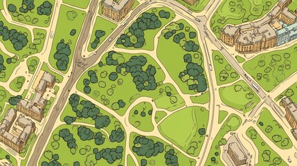 Obraz premium Aerial View of City Park and Buildings