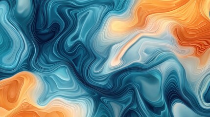 Obraz premium Abstract Swirls of Blue and Orange Hues: A Digital Painting