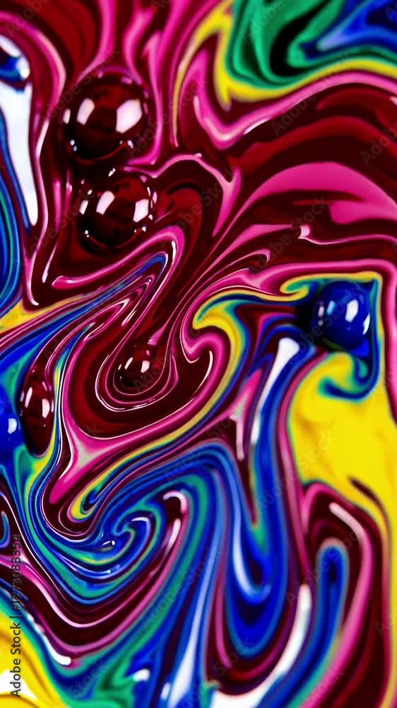 Poster vibrant liquid colors mixing to create dynamic abstract patterns in motion