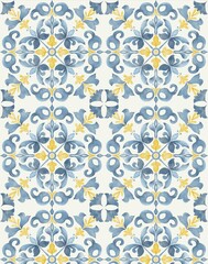 Mediterranean Watercolor , Italian Blue Tile, Mediterranean tiles, Amalfi Coas