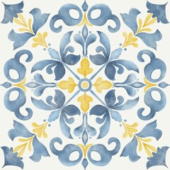 Mediterranean Watercolor , Italian Blue Tile, Mediterranean tiles, Amalfi Coas