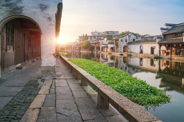 Old houses, rivers, and bridges in Zhouzhuang Ancient Town, Suzhou City, Jiangsu Province, China On April 18th, 2023