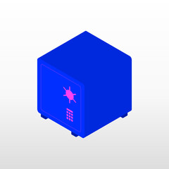 Illustration vector graphic of isometric iron safe.
