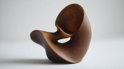 Tiny chocolate chip with smooth curves, detailed textures on a white background.