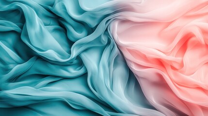 Obraz premium Abstract Teal and Peach Silk Drapery