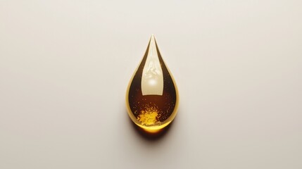 Fototapeta premium Tiny droplet of honey on a white background, rich golden tones, highly detailed.