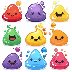 Slime toy icon, mucus symbol, color acrylic paint, cream splash, elastic goop, viscous elastic paste