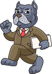 Cute Bulldog Business holding Briefcase Mascot Cartoon Character Illustration