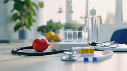 Cholesterol test in a health center. Featuring wellness monitoring and heart health screening