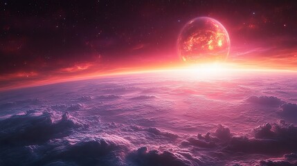 Fototapeta premium wonders of the cosmos with ultra detail hd backgrounds that showcase the breathtaking beauty of planets the scene unfolds amidst a planetary vista planet in space generative ai