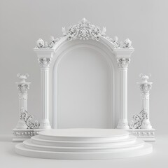 Naklejka premium Raw Stone Display Platform: A Stacked Arrangement of Rough, Uncut Stone Slabs Against a Neutral Background, Ideal for Product Photography, Mockups, or Showcasing Natural Materials and Textures.