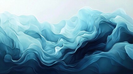 Abstract Blue Ocean Waves: Serenity in Teal Hues