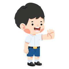 Student raises hand to stop