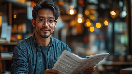 young asian businessman working remotely from home office setup with a laptop and documents focusing on productivity and virtual collaboration in a modern work from home environment