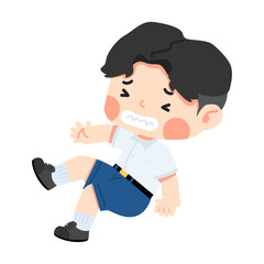 Cute Student slips and falls
