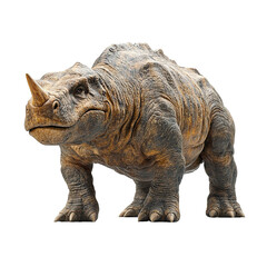 Fototapeta premium Angled view full-body shot of an extremely perfect-looking single Toxodon isolated on a white transparent background