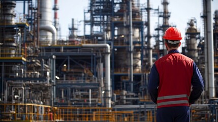 Male Engineer Checking Industrial Facility, 