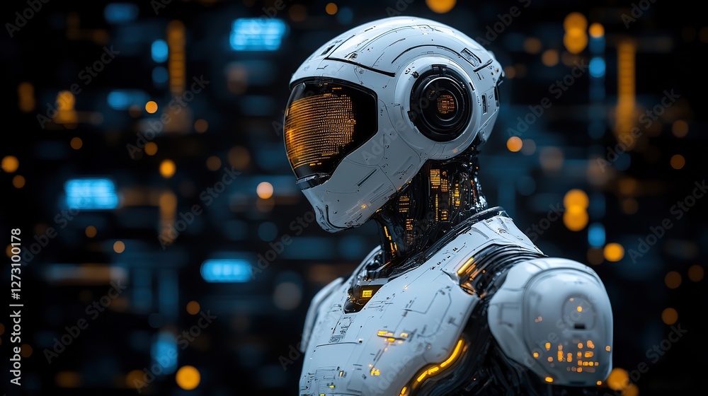 Poster robotics and artificial intelligence connecting and interacting with humans chatbot software network