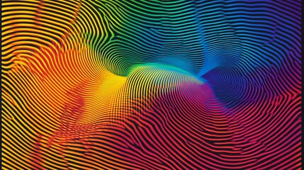 Vibrant rainbow swirls dance playfully a hypnotic abstract design. AI Generated