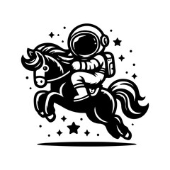 astronaut riding a pony logo design
