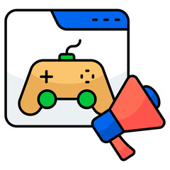 Modern design icon of video game promotion website