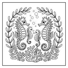 Fototapeta premium Ocean Of Fun Bold and Easy Coloring Book For Kids and Adults