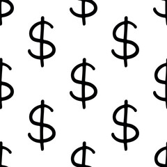 Seamless pattern with dollar currency symbol for decorative print, wrapping paper, greeting cards, wallpaper and fabric